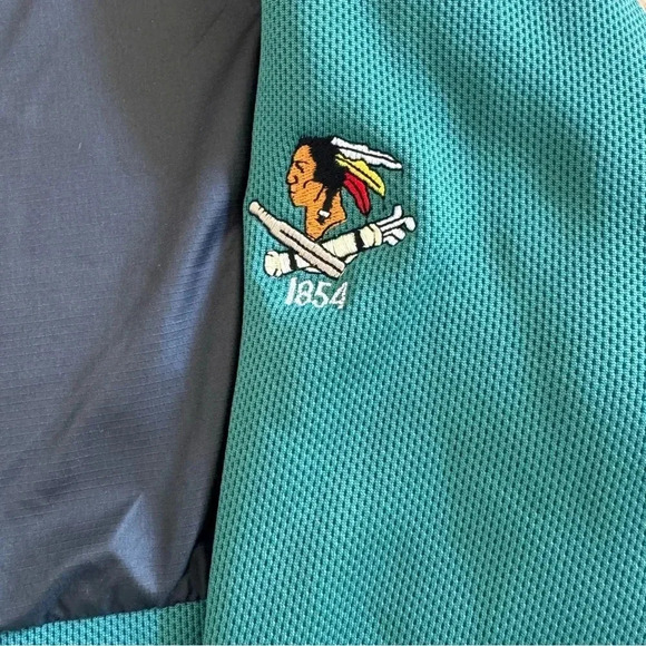 Adidas Golf Green Sweater Pullover 1/4 Zip Mock Neck Long Sleeve Indian Logo M - Picture 7 of 10